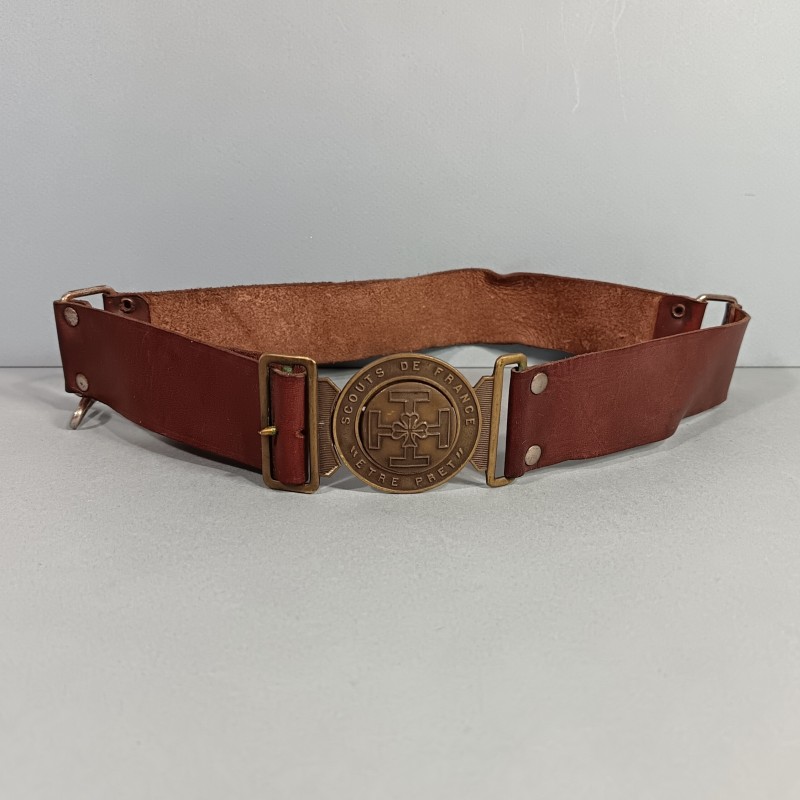CEINTURON SCOUTS DE FRANCE ETRE PRET MODELE DE BOUCLE DE 1929 A 1940 TOUR DE TAILLE 70 cm